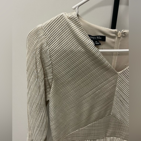 Shimmery Champagne Gold Ribbed Midi Dress - Picture 3 of 4